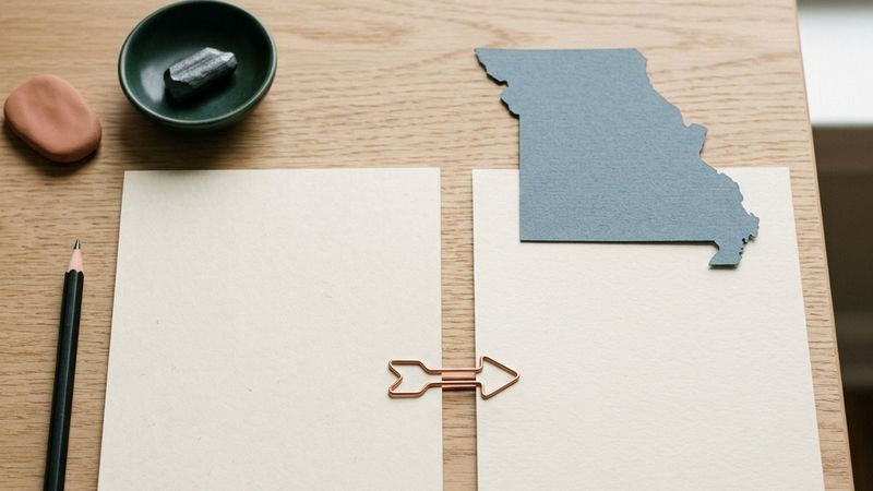 A Missouri-shaped marker beside two sheets representing a federal gain and a state adjustment.