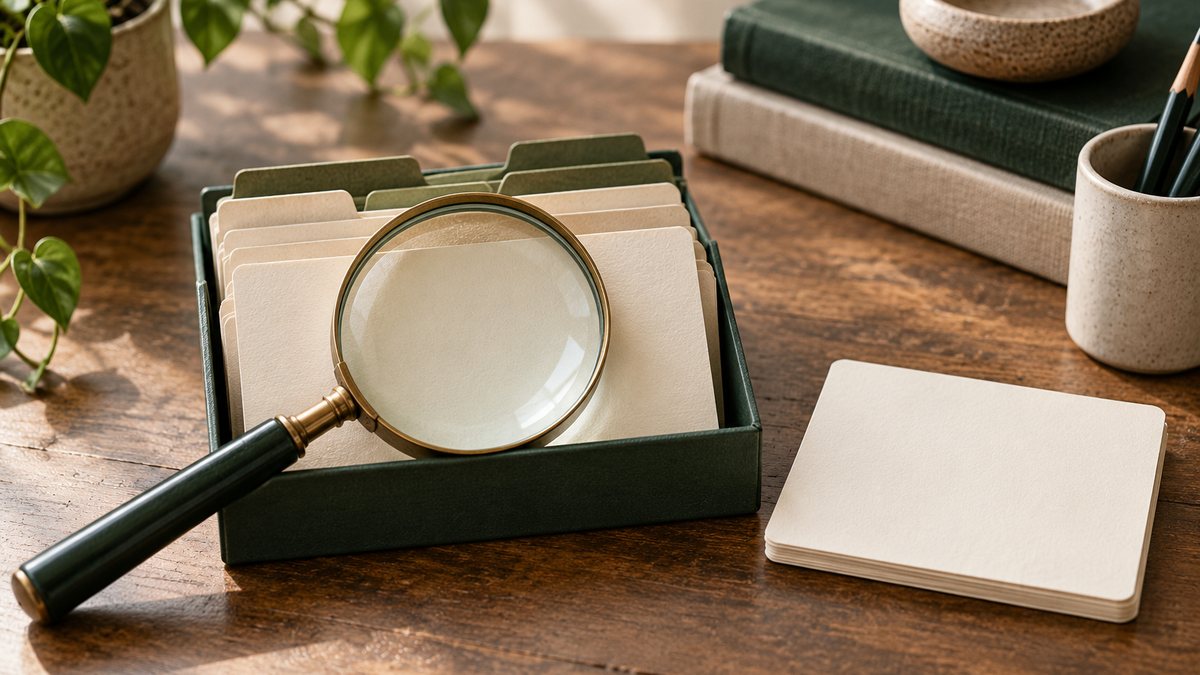 A magnifying glass over a blank domain record with another record set apart.