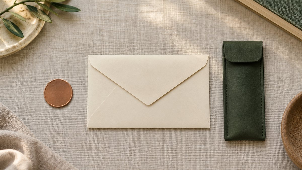 A token, bank envelope and separate storage pouch.