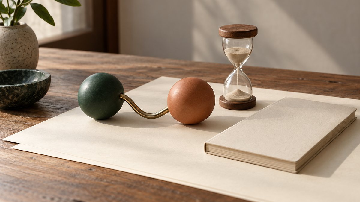 Two counters, a transfer tube and an hourglass beside a terms booklet.