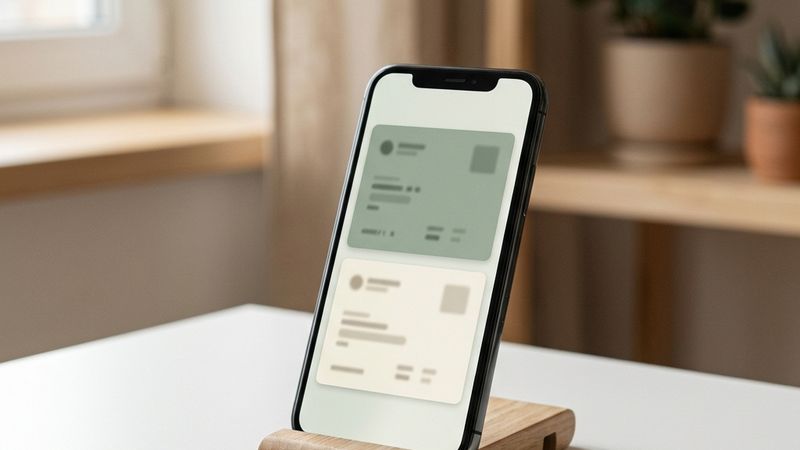 A phone showing two separate document cards on a desk.